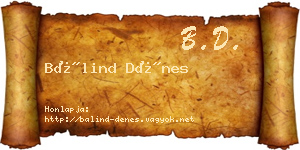 Bálind Dénes névjegykártya